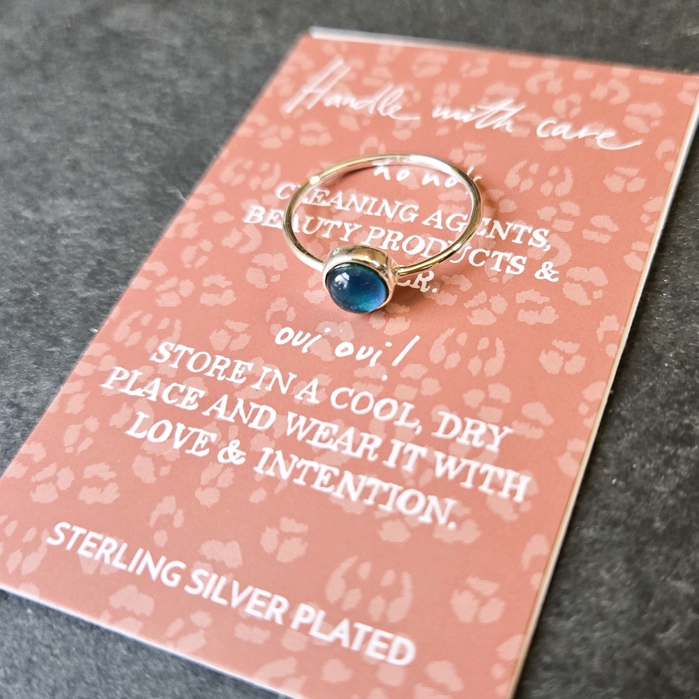 NWT Honeycat Jewelry Silver Plated Mini Mood Ring, Size 6 - Picture 6 of 7